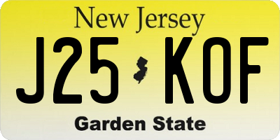NJ license plate J25KOF