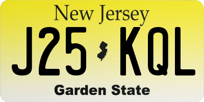NJ license plate J25KQL