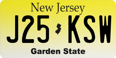 NJ license plate J25KSW