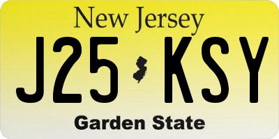 NJ license plate J25KSY