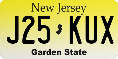 NJ license plate J25KUX