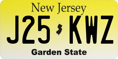 NJ license plate J25KWZ