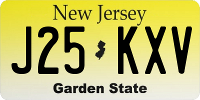 NJ license plate J25KXV