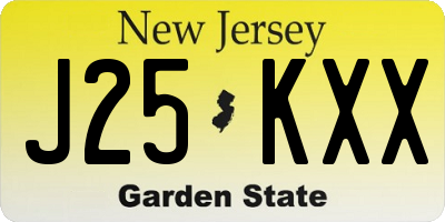 NJ license plate J25KXX