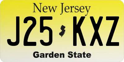 NJ license plate J25KXZ