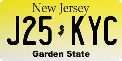 NJ license plate J25KYC