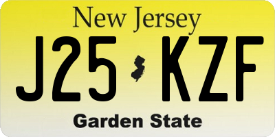 NJ license plate J25KZF