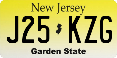 NJ license plate J25KZG