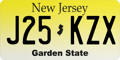 NJ license plate J25KZX