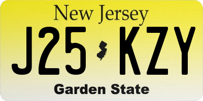 NJ license plate J25KZY