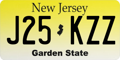 NJ license plate J25KZZ