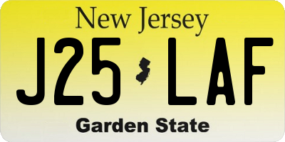 NJ license plate J25LAF