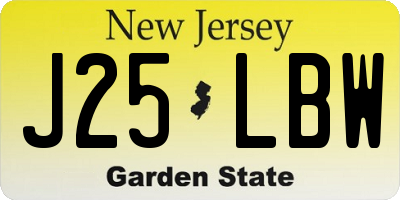 NJ license plate J25LBW