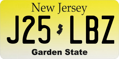 NJ license plate J25LBZ