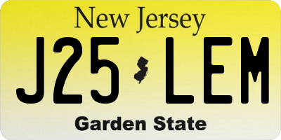 NJ license plate J25LEM