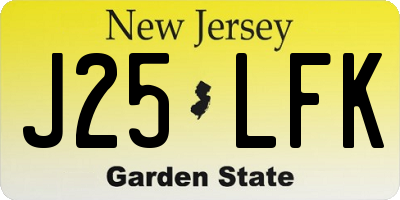 NJ license plate J25LFK