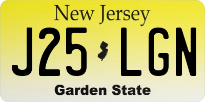 NJ license plate J25LGN
