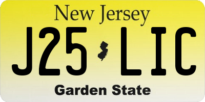 NJ license plate J25LIC