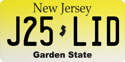 NJ license plate J25LID