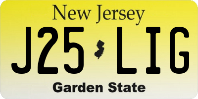 NJ license plate J25LIG