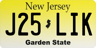 NJ license plate J25LIK