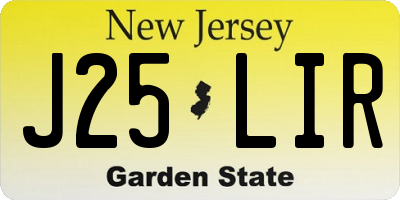 NJ license plate J25LIR
