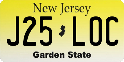 NJ license plate J25LOC