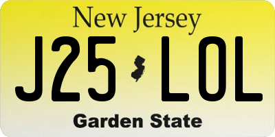NJ license plate J25LOL