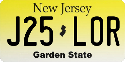 NJ license plate J25LOR