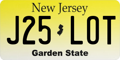 NJ license plate J25LOT