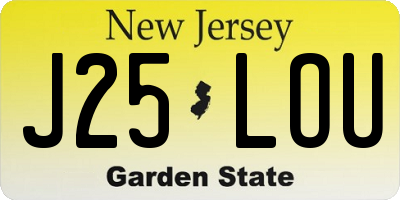 NJ license plate J25LOU