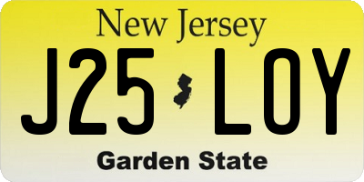 NJ license plate J25LOY
