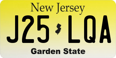 NJ license plate J25LQA