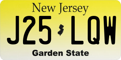 NJ license plate J25LQW