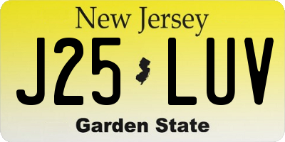 NJ license plate J25LUV