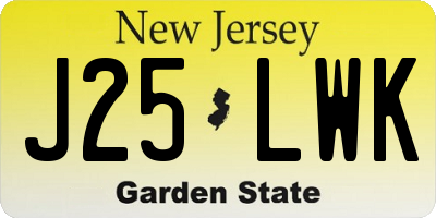 NJ license plate J25LWK
