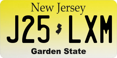 NJ license plate J25LXM
