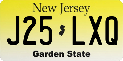 NJ license plate J25LXQ