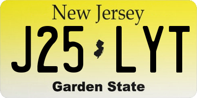 NJ license plate J25LYT