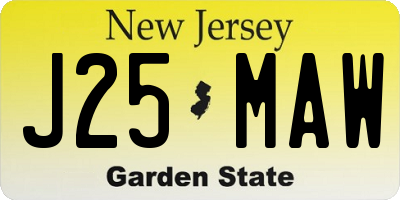 NJ license plate J25MAW