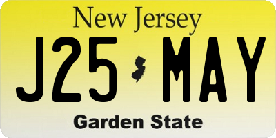 NJ license plate J25MAY