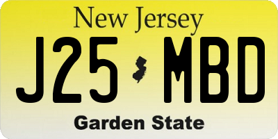 NJ license plate J25MBD