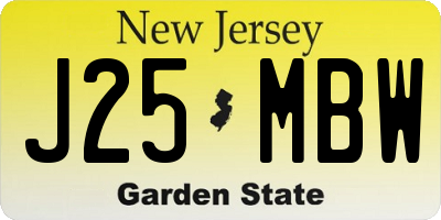 NJ license plate J25MBW