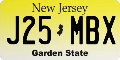 NJ license plate J25MBX