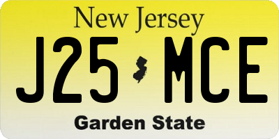 NJ license plate J25MCE