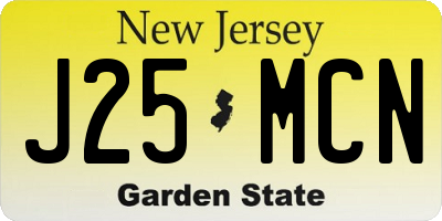 NJ license plate J25MCN