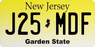 NJ license plate J25MDF