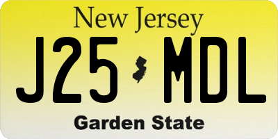NJ license plate J25MDL