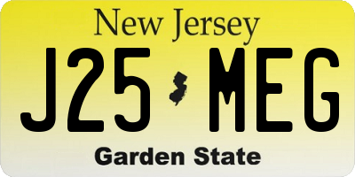 NJ license plate J25MEG