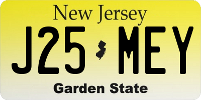 NJ license plate J25MEY